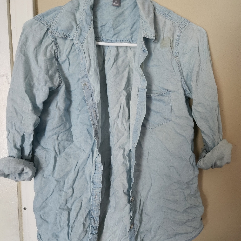 Aerie Faux Denim Buttondown